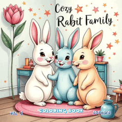 Coloring pages Cozy Rabbit Family Vol. 1 Adorable Bunny Art