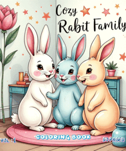 Coloring pages Cozy Rabbit Family Vol. 1 Adorable Bunny Art