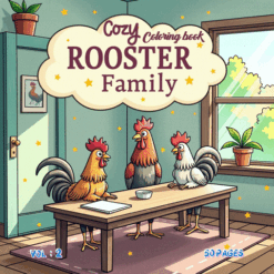 Rooster Family Cozy Coloring pages Vol. 2 Fun Farmyard Magic