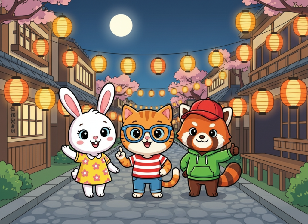 The Journey of Pipo lulu and mimi Lantern night in Kyoto-1779052378371